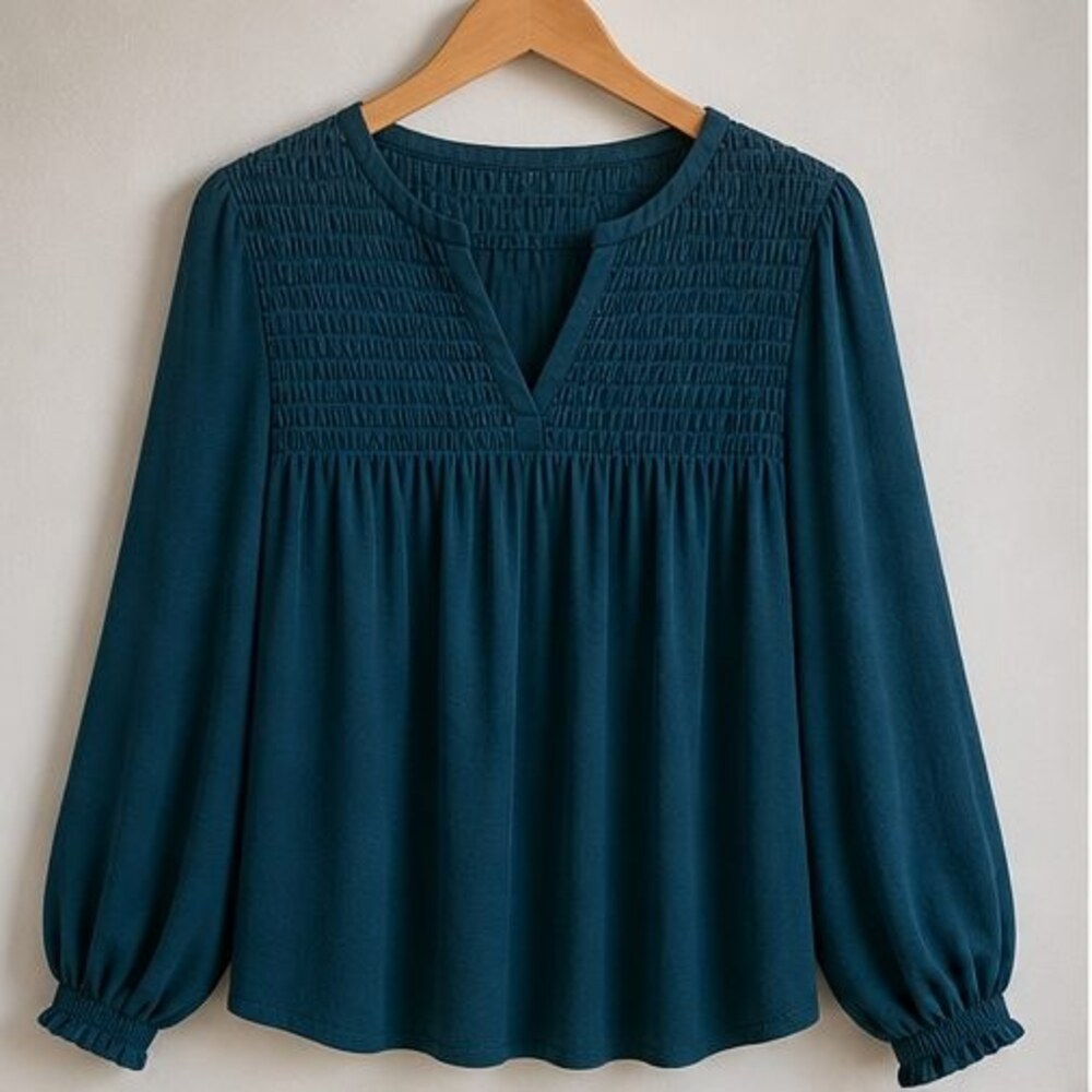 Teal Ruffle Blouse